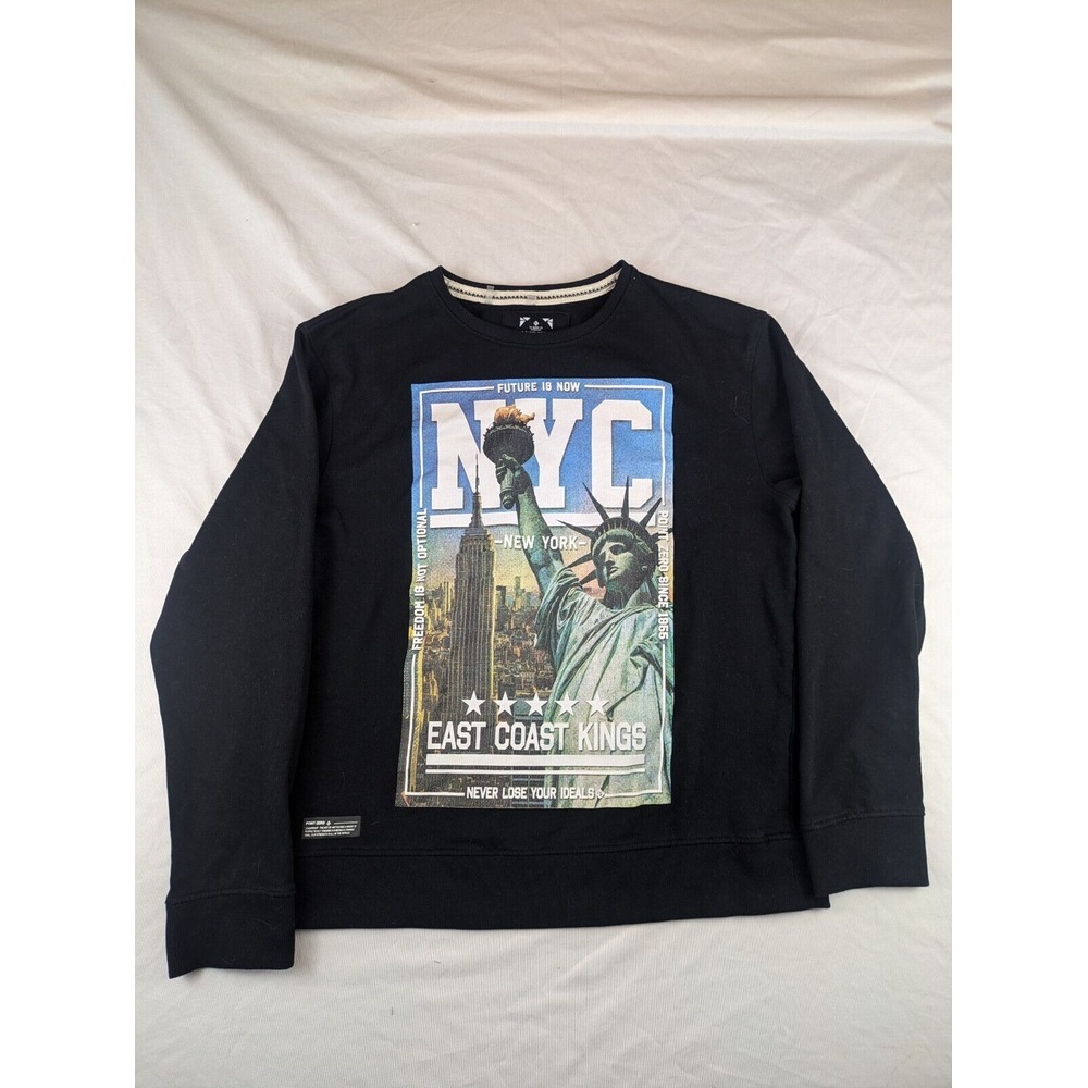 Point Zero Long Sleeve Shirt Men L Black‎ Y2K Streetwear NYC Grunge